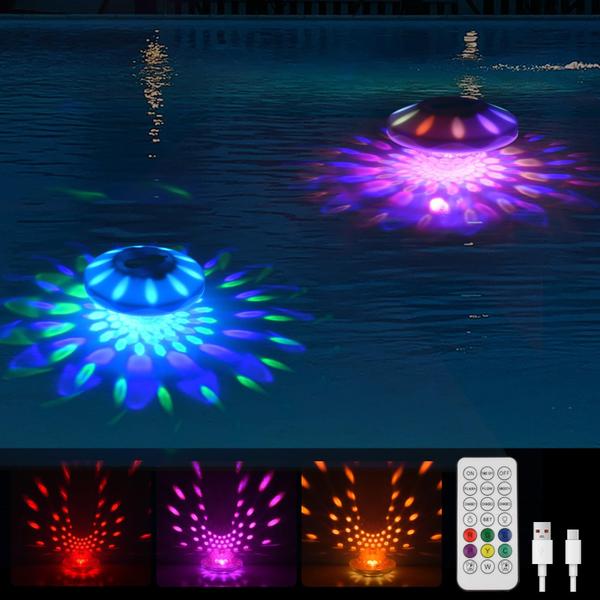 Imagem de Pacote com 2 luzes de piscina flutuantes Tiudbeu Recarregáveis RGB