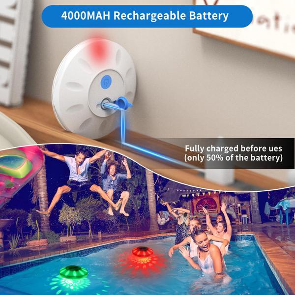 Imagem de Pacote com 2 luzes de piscina flutuantes Tiudbeu Recarregáveis RGB