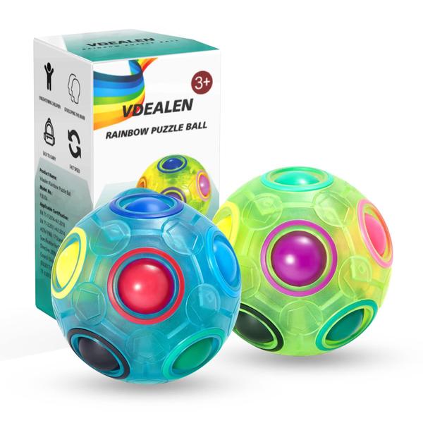 Imagem de Pacote com 2 Puzzle Ball Vdealen Magic Rainbow Speed Cube de 7 cm