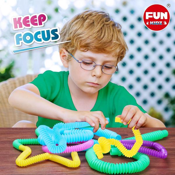 Imagem de Pacote com 21 tubos Fidget Toy FunKidz Jumbo e Mini Pop Tubes para crianças