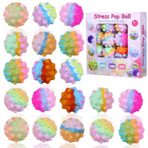 Imagem de Pacote com 24 bolas Fidget Toys Veggicy Stress Pop Balls para crianças de 4 a 8 anos