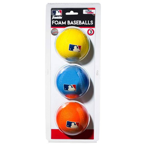 Imagem de Pacote com 3 bolas de beisebol de espuma Franklin Sports Soft Practice Kids