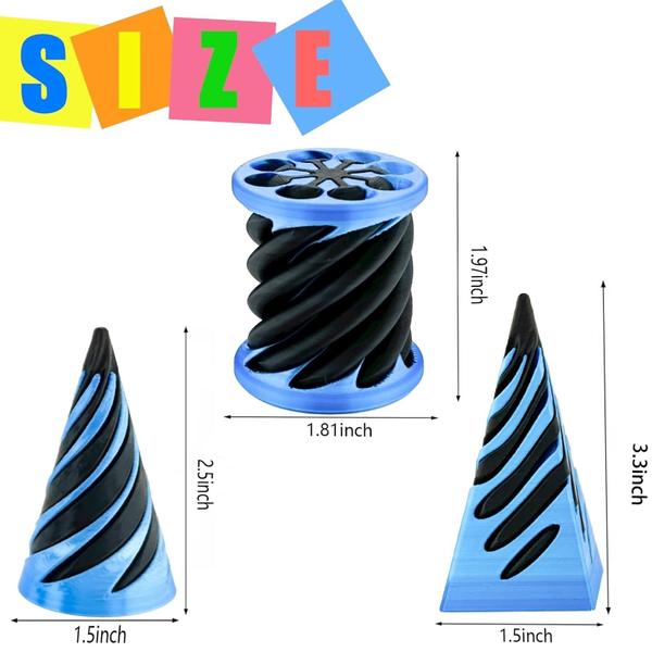 Imagem de Pacote com 3 unidades de cone espiral Fidget Toy Lyzbbsoy Impossible Cone