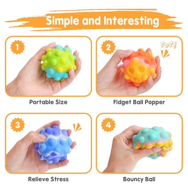 Imagem de Pacote com 4 Fidget Toy PicCircuit Pop Ball It para crianças e adultos