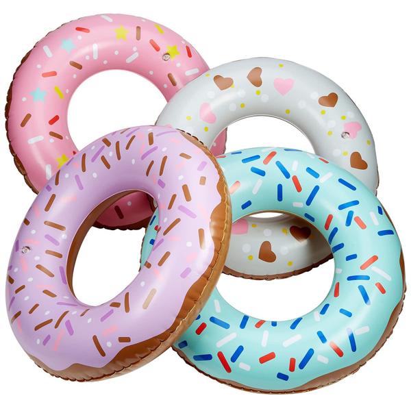 Imagem de Pacote com 4 Pool Floats Playbees Sprinkle Donut para crianças de 50 cm