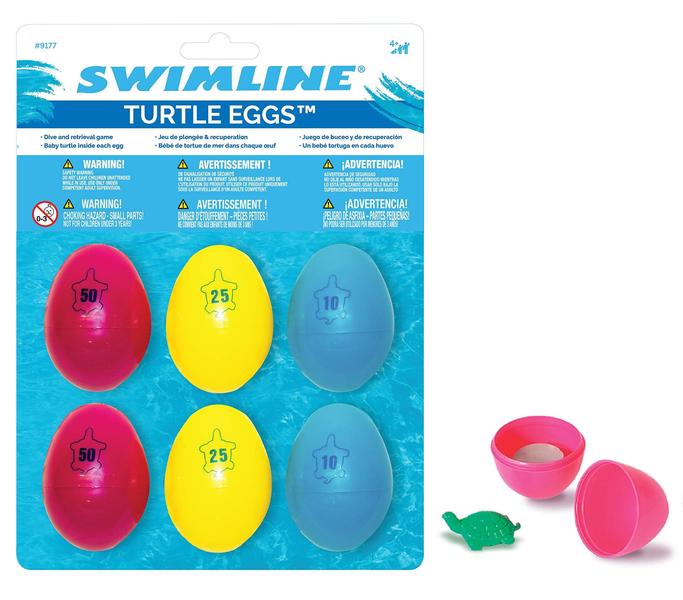 Imagem de Pacote com 6 brinquedos Dive Turtle Eggs Swimline para piscina e banho infantis