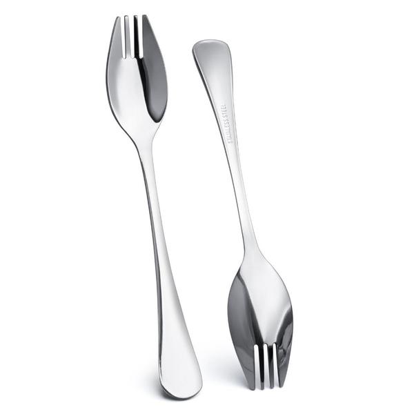 Imagem de Pacote com 6 unidades Spork, cabo longo e aço inoxidável 18/10 resistente