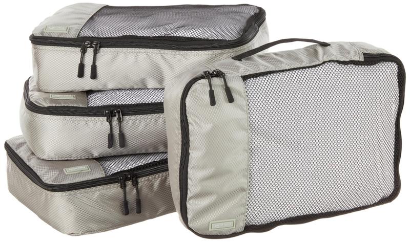 Imagem de Pacote Cubes Amazon Basics Lightweight Travel, conjunto de 4 peças, cinza