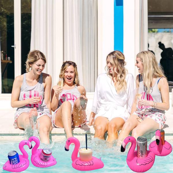 Imagem de Pacote de 20 porta-bebidas infláveis Flamingo para piscina LanMa