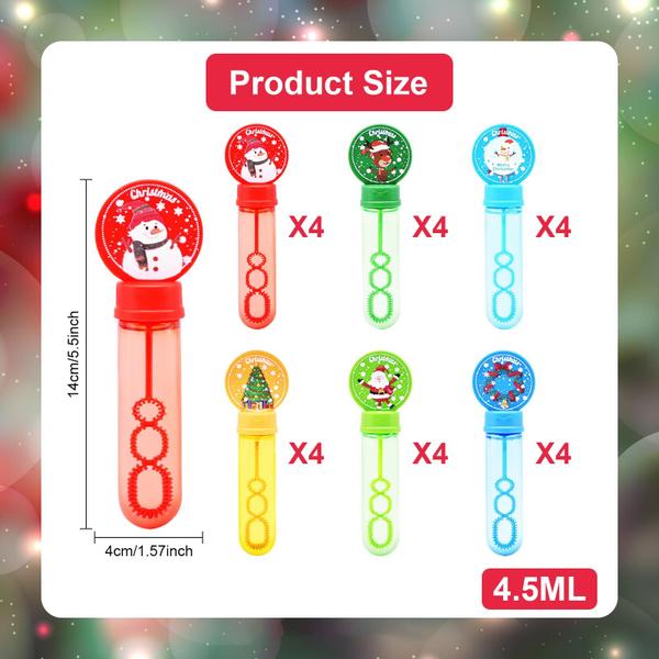 Imagem de Pacote de 24 Christmas Bubble Wands Wobeny para crianças com designs