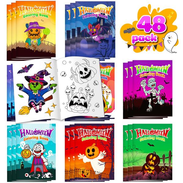 Imagem de Pacote de 48 livros para colorir D-fantix Halloween para crianças de 3 a 8 anos