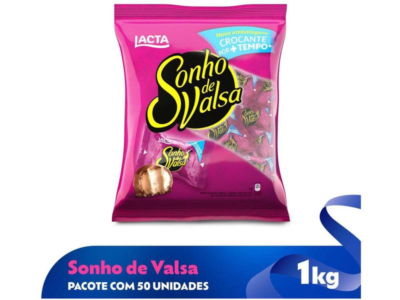 Imagem de Pacote de Bombom Chocolate Sonho de Valsa - ao Leite 1kg Lacta