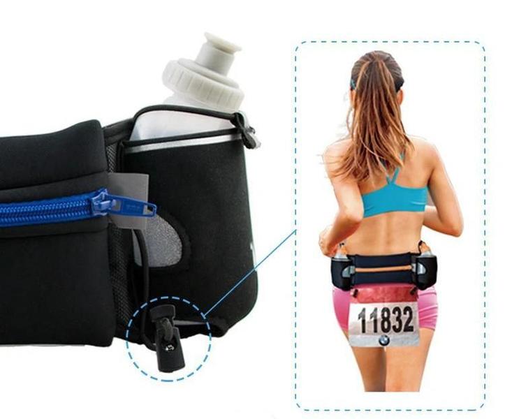 Imagem de Pacote de Cintura Unissex para Corrida e Trilha - Com Dois Bolsos e Porta-Garrafa d'Água