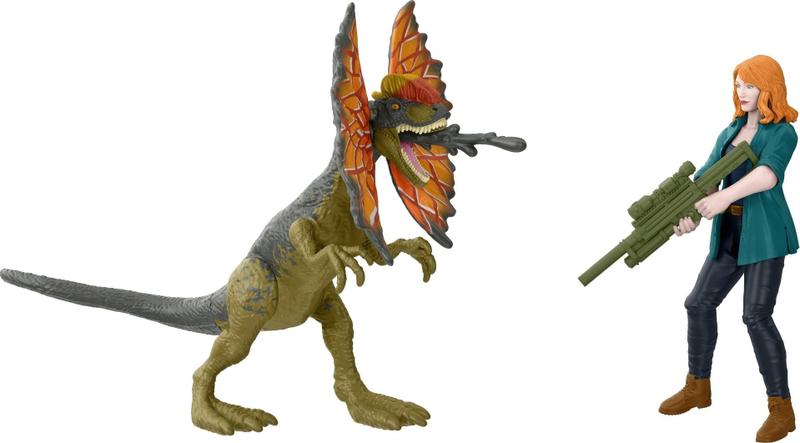 Imagem de Pacote de Claire e Dilophosaurus da Jurassic World Dominion: 2 figuras de ação e acessórios. Brinquedo colecionável