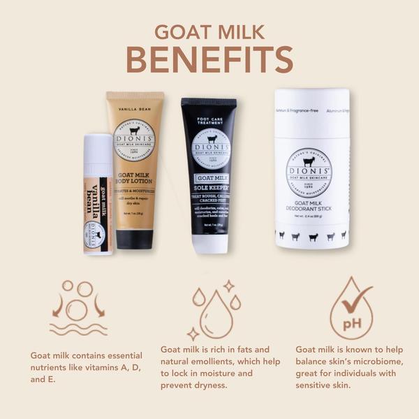 Imagem de Pacote de cuidados corporais Dionis Vanilla Bean Goat Milk com desodorante