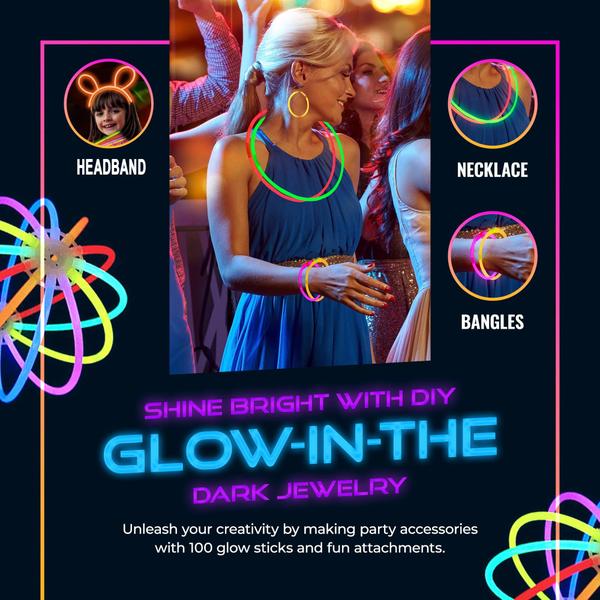 Imagem de Pacote de festa Glow Sticks HSGUS 248 unidades com 100 palitos de 20 cm