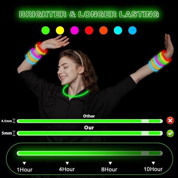 Imagem de Pacote de festa Glow Sticks JICUICUI Ultra Bright Easter 500