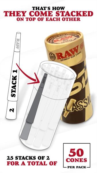 Imagem de Pacote de preenchimento de cones RAW King Size com pacote de 50 cones e acessórios