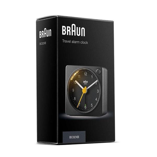 Pacote de presente para casa com despertador analógico de viagem preto clássico da Braun com soneca e luz, tamanho compacto, movimento silencioso de quartzo, alarme sonoro crescendo em preto, modelo BC02XB (pacote com 2) Imagem de Pacote de presente para casa com despertador analógico de viagem preto clássico da Braun com soneca e luz, tamanho compacto, movimento silencioso de quartzo, alarme sonoro crescendo em preto, modelo BC02XB (pacote com 2)