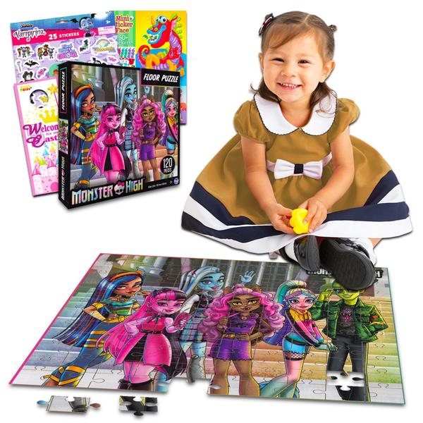 Imagem de Pacote de quebra-cabeças Monster High, 120 peças, quebra-cabeça de chão com adesivos