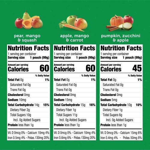 Imagem de Pacote de variedade de bolsas de comida para bebês de faia, purês de frutas e vegetais favoritos do agricultor, 3,5 onças (18 pacotes)