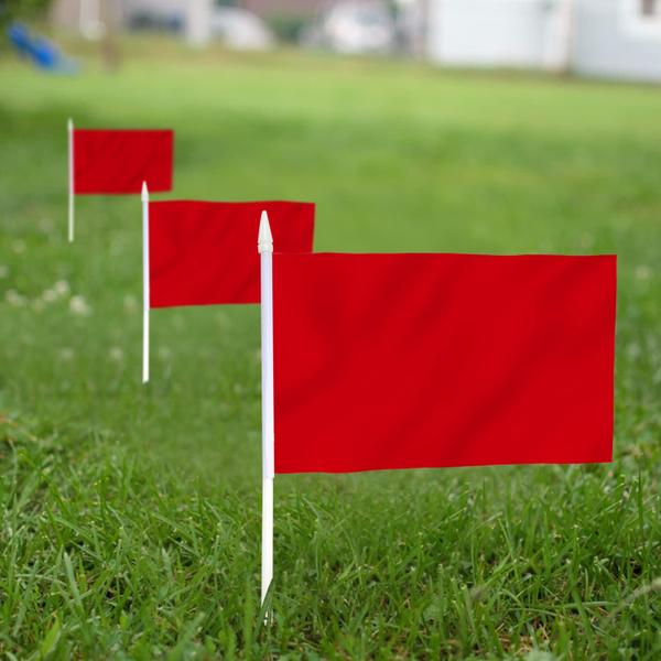 Imagem de Pacote Flag Anley Red Mini com 12 polegadas, 5 x 8 polegadas com bastão para decoração