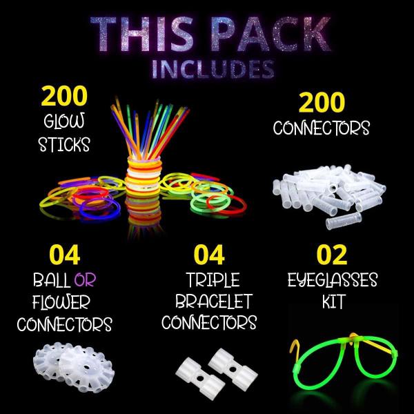 Pacote Glow Sticks Ammy Glow 200 Bulk 30 cm 12 Hours Glow Party Imagem de Pacote Glow Sticks Ammy Glow 200 Bulk 30 cm 12 Hours Glow Party