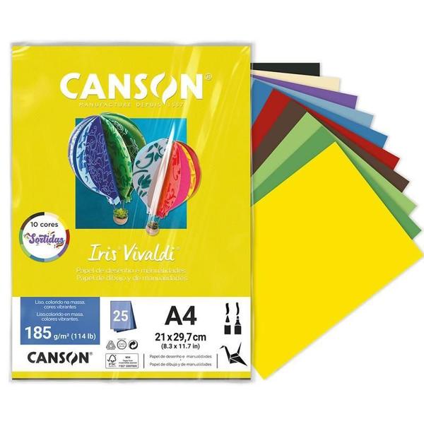 Imagem de Pacote Papel Canson Iris Vivaldi A4 25 folhas 185g/m2 (sortidos)