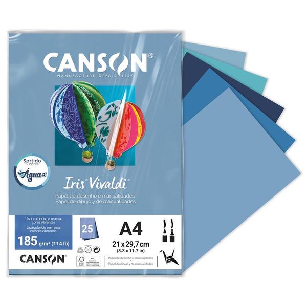 Imagem de Pacote Papel Canson Iris Vivaldi A4 25 folhas 185g/m2 (sortidos)