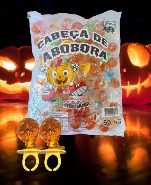 Imagem de Pacote Pirulito Cabeça de Abobora Doce Halloween c/ 150 un