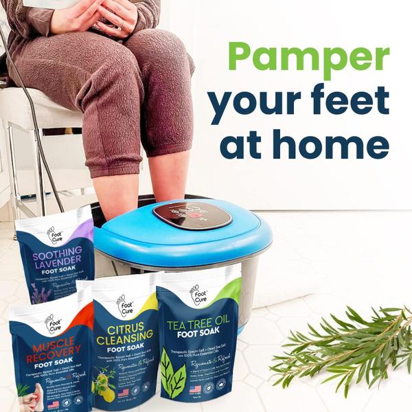 Imagem de Pacote variado Foot Soak FOOT CURE de 4 com sal Epsom e óleo de melaleuca