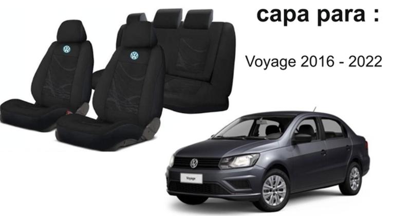 Imagem de Pacote Volkswagen: Capas de Tecido para Bancos Voyage 2016-2022 + Capa de Volante + Chaveiro