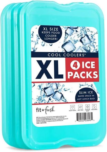 Imagem de Pacotes de gelo Fit & Fresh Cool Coolers XL Slim, pacote com 4 unidades verdes