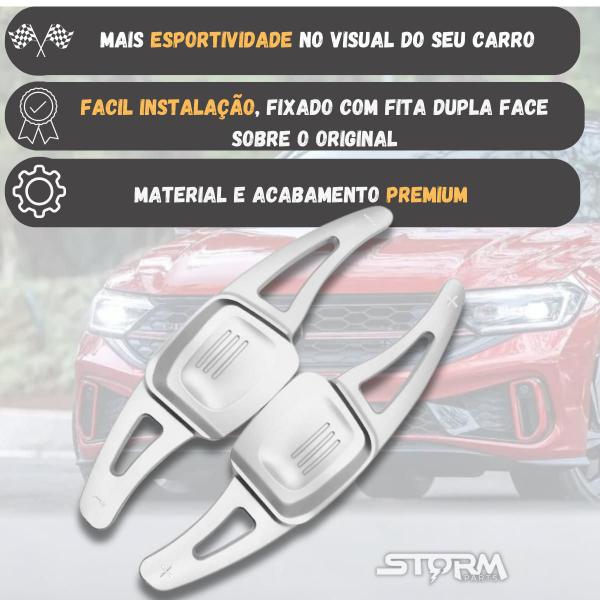 Imagem de Paddle Shift Volante Prata Vw Golf Jetta Polo Virtus Nivus Taos T-cross Extensor Borboleta Esportiva Manopla Automatico Botão Cambio Marcha TSI DSG