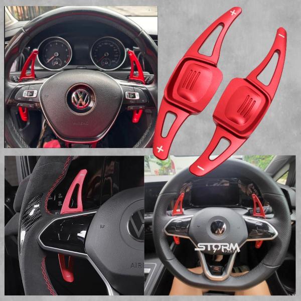 Imagem de Paddle Shift Volante Vermelho Vw Golf Jetta Polo Virtus Par