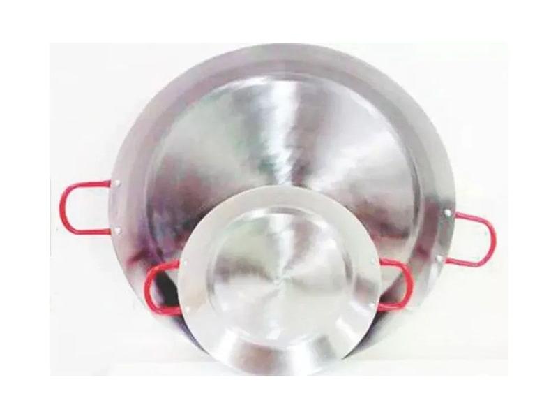 Imagem de Paellera Tacho Aço Inox 2mm 3 Litros 35cm Alça Vermelha