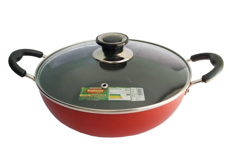 Imagem de Paellera Wok Antiaderente Com Tampa De Vidro 26Cm Belmar