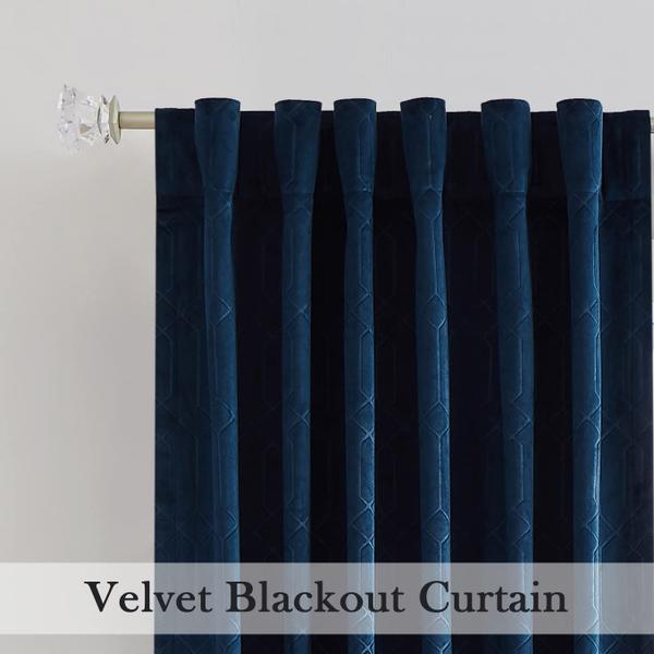 Imagem de Painéis de cortina de janela Central Park Moderate Velvet NavyBlue