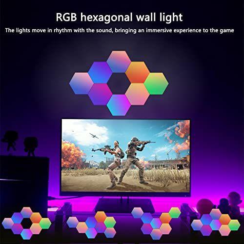 Imagem de Painéis de Luz Hexágono Aeasiup - Cool RGB LED Hexagon Wall L