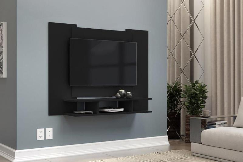 Imagem de Painel 1,20m para TV até 48'' pol com nicho Preto Black