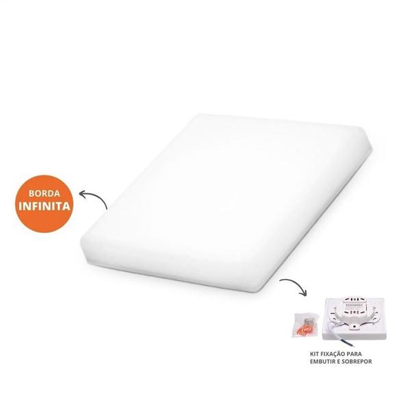 Imagem de Painel 18W LED Borda Infinita Quadrado 2 em 1 Branco Quente 3000K Bivolt