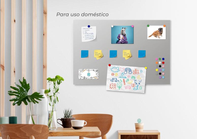 Imagem de Painel 40X60 Para Fotos, Recados, Notas + 48 Imãs - Cinza