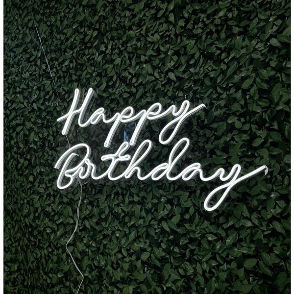 Imagem de Painel Acrílico Neon Happy Birthday Feliz Aniversário 60x35 Neon de Alta Luminosidade Festas e Eventos