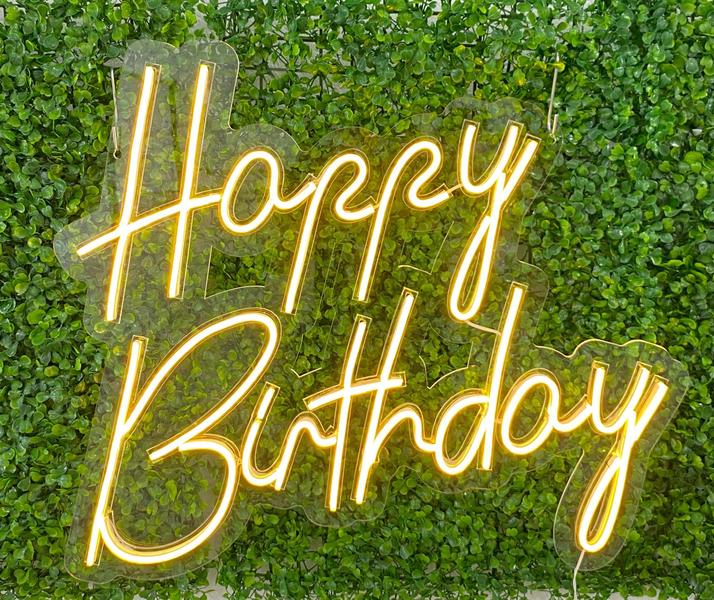 Imagem de Painel Acrílico Neon Happy Birthday Feliz Aniversário Festas