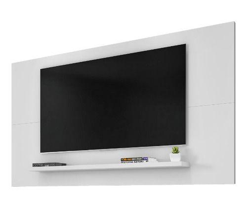 Imagem de Painel Aéreo Suspenso Embutido De Parede Smart Tv 60 Sala Estar 1 Prateleira Esmeralda 1,58m Casa D - Branco