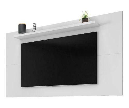 Imagem de Painel Aéreo Suspenso Embutido De Parede Smart Tv 60 Sala Estar 1 Prateleira Esmeralda 1,58m Casa D - Branco