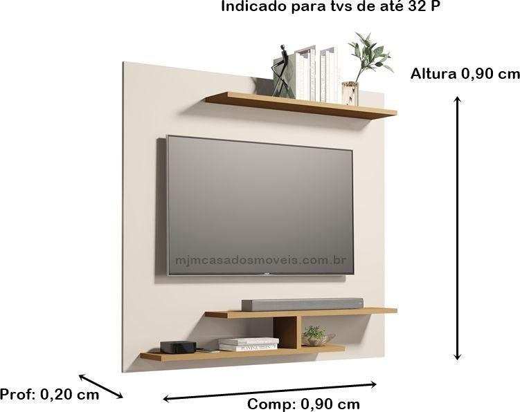 Imagem de Painel Até 32 Polegadas Com Prateleiras Olavo Off white / Nature - Comprar Moveis para sua Casa