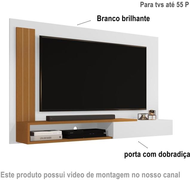 Imagem de Painel Até 50 Polegadas com porta Mariane cor Branco / Nature - Comprar Moveis em Casa