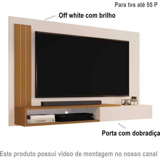 Imagem de Painel Até 50 Polegadas com porta Mariane cor Off white / Nature - Comprar Moveis em Casa