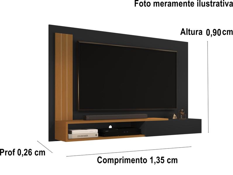 Imagem de Painel Até 50 Polegadas com porta Mariane cor Preto / Nature - Comprar Moveis em Casa